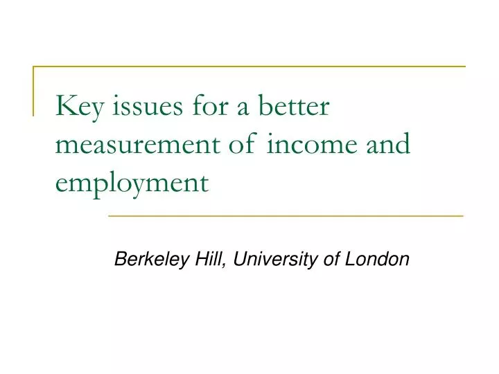 key issues for a better measurement of income and employment