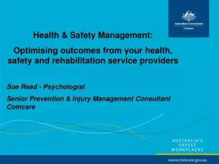 Health &amp; Safety Management: Optimising outcomes from your health, safety and rehabilitation service providers Sue R