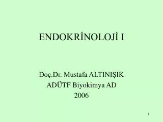 ENDOKRİNOLOJİ I