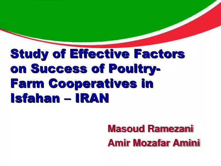 study of effective factors on success of poultry farm cooperatives in isfahan iran