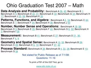 Ohio Graduation Test 2007 – Math