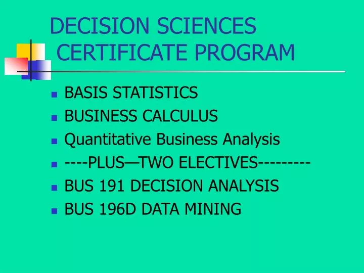 decision sciences certificate program
