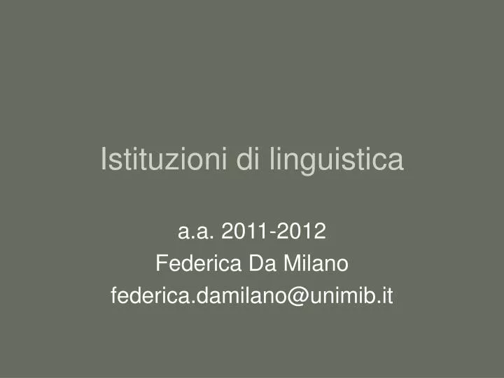 istituzioni di linguistica