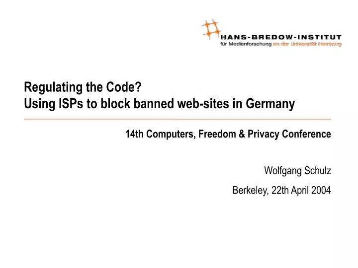 regulating the code using isps to block banned web sites in germany