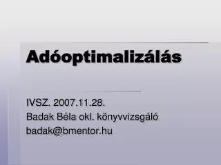 ad optimaliz l s