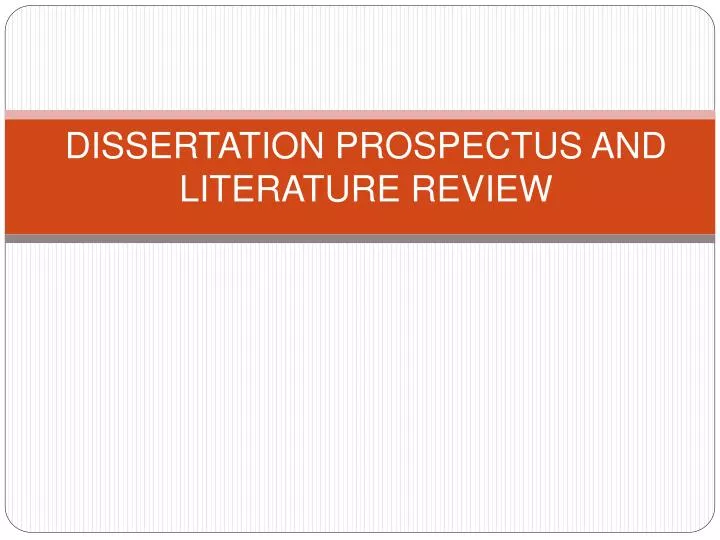 dissertation prospectus and literature review