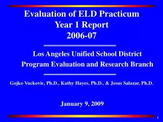 Los Angeles Unified School District Program Evaluation and Research Branch