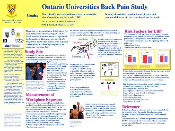 ontario universities back pain study