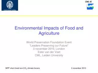 Environmental Impacts of Food and Agriculture