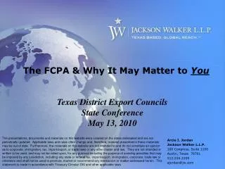 The FCPA &amp; Why It May Matter to You