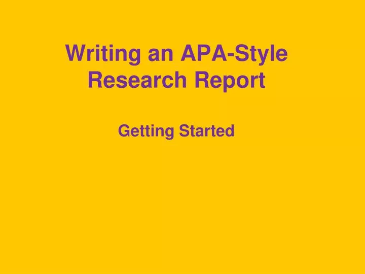 writing an apa style research report