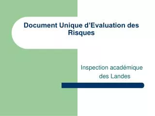 document unique d evaluation des risques