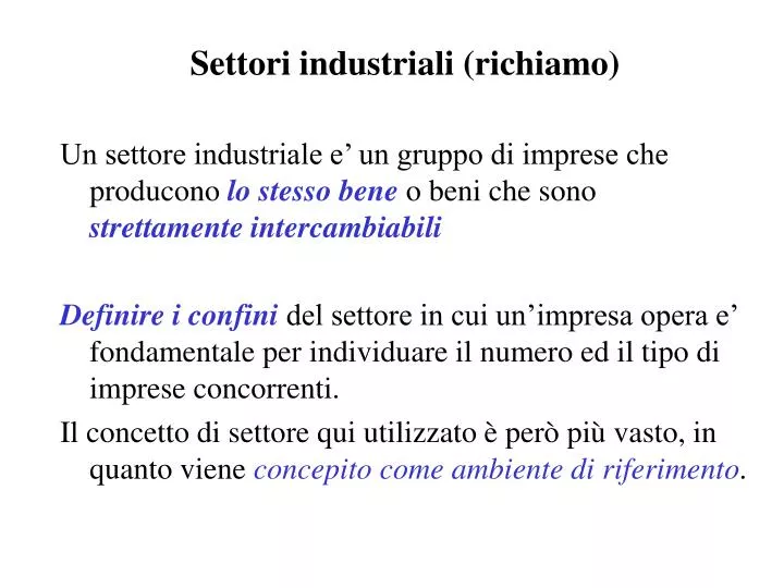 settori industriali richiamo
