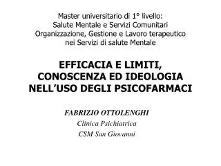 FABRIZIO OTTOLENGHI Clinica Psichiatrica CSM San Giovanni