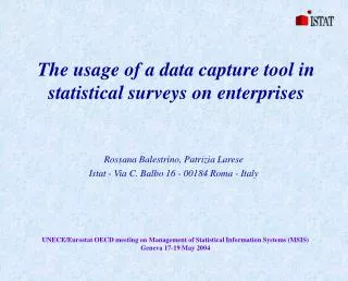 The usage of a data capture tool in statistical surveys on enterprises