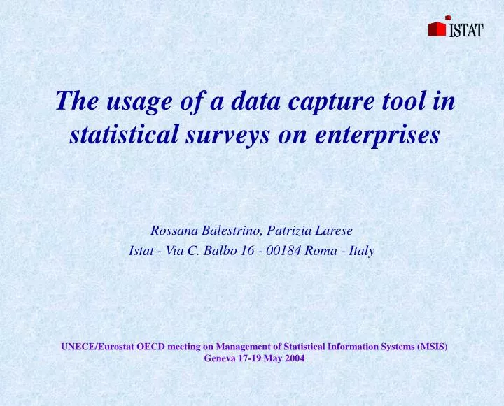 the usage of a data capture tool in statistical surveys on enterprises