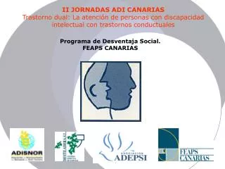 II JORNADAS ADI CANARIAS Trastorno dual: La atención de personas con discapacidad intelectual con trastornos conductuale
