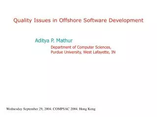 Quality Issues in Offshore Software Development