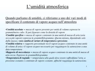 l umidit atmosferica