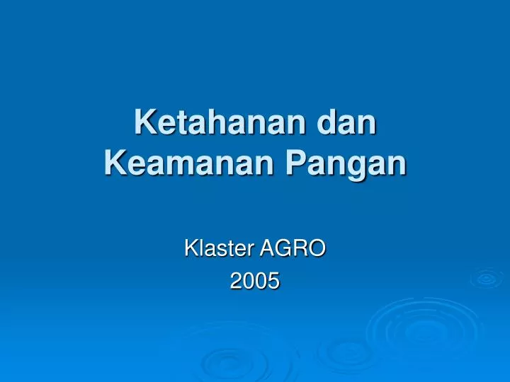 ketahanan dan keamanan pangan