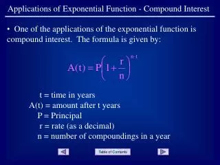 Applications of Exponential Function - Compound Interest
