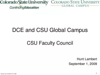 DCE and CSU Global Campus CSU Faculty Council