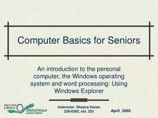 Computer Basics for Seniors