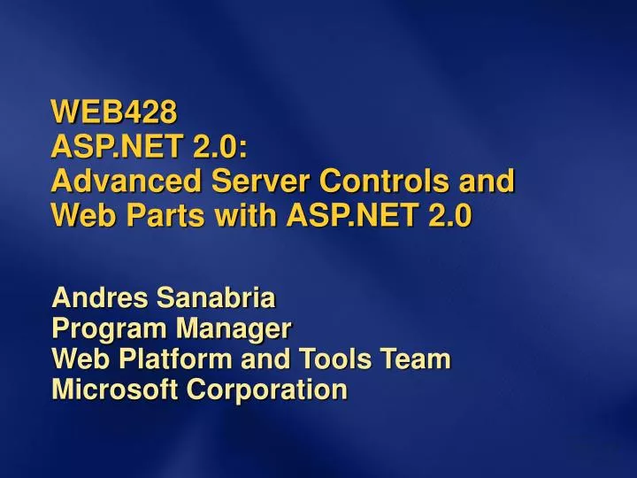 web428 asp net 2 0 advanced server controls and web parts with asp net 2 0