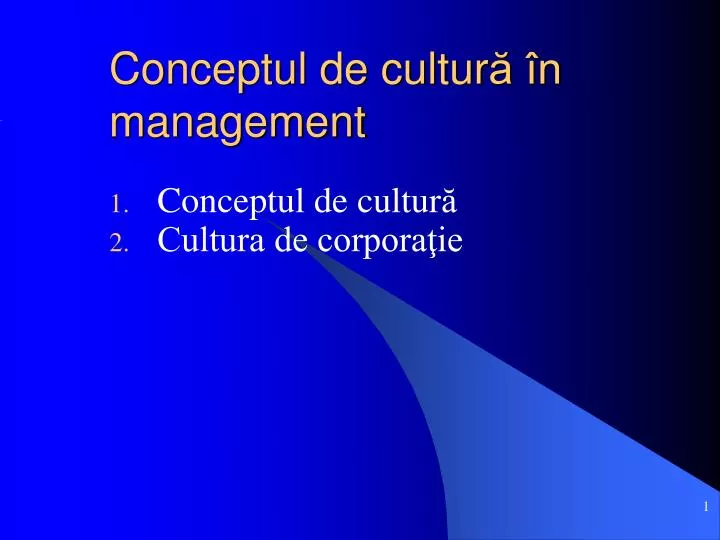 conceptul de cultur n management