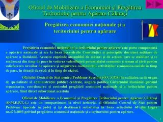 oficiul de mobilizare a economiei i preg tirea teritoriului pentru ap rare c l ra i
