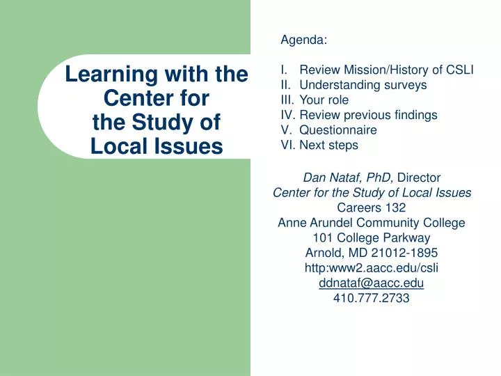 learning with the center for the study of local issues