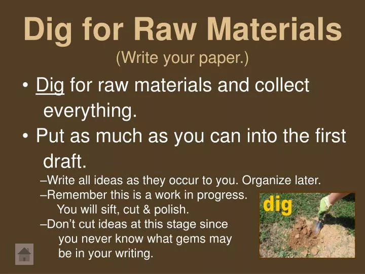 dig for raw materials write your paper