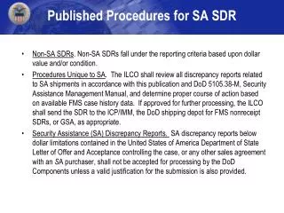 Published Procedures for SA SDR