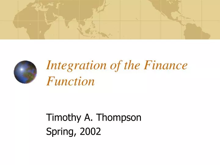 integration of the finance function