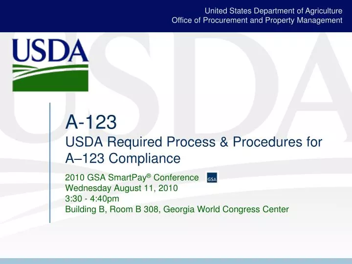 a 123 usda required process procedures for a 123 compliance