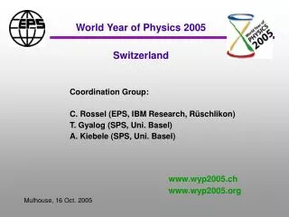 World Year of Physics 2005 Switzerland