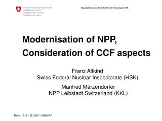 Modernisation of NPP, Consideration of CCF aspects