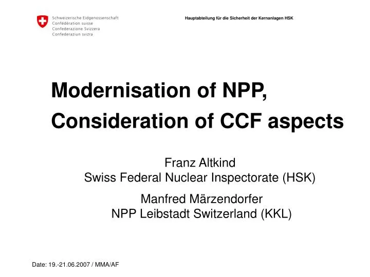 modernisation of npp consideration of ccf aspects