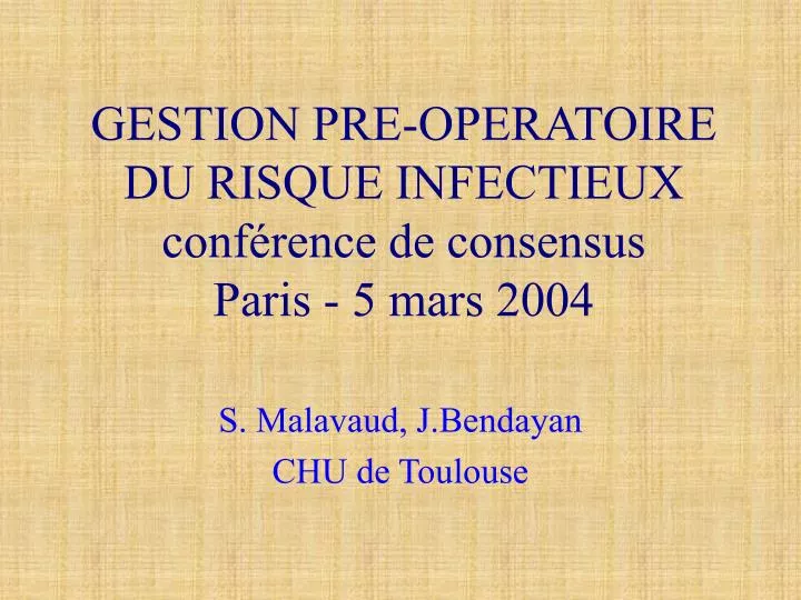 gestion pre operatoire du risque infectieux conf rence de consensus paris 5 mars 2004