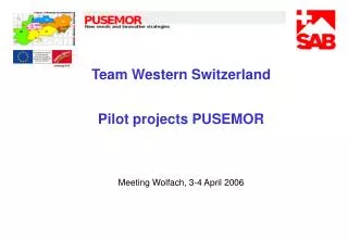 Team Western Switzerland Pilot projects PUSEMOR Meeting Wolfach, 3-4 April 2006