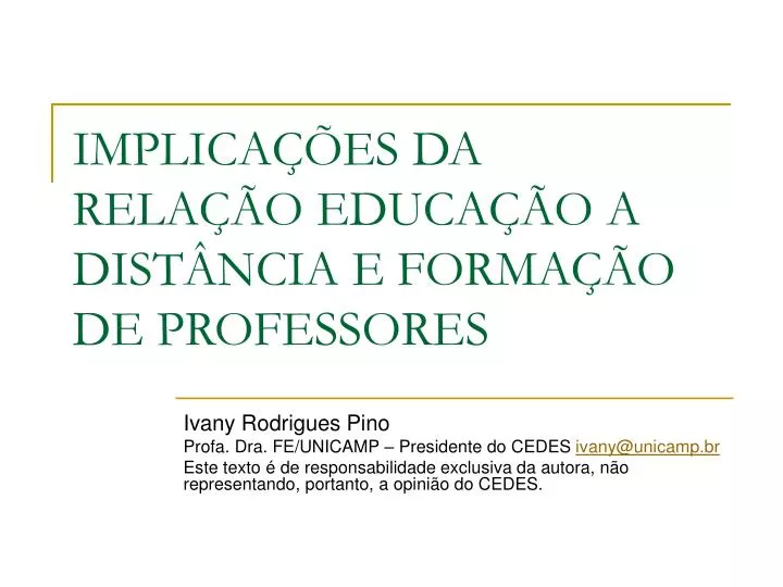 implica es da rela o educa o a dist ncia e forma o de professores