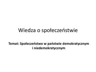 wiedza o spo ecze stwie