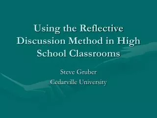 Using the Reflective Discussion Method in High School Classrooms