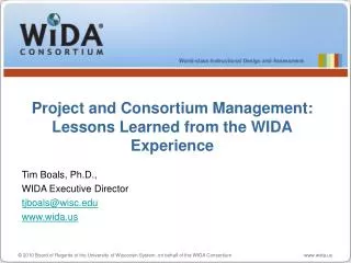 Project and Consortium Management: Lessons Learned from the WIDA Experience