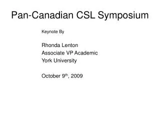 Pan-Canadian CSL Symposium