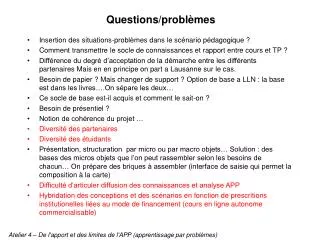 questions probl mes