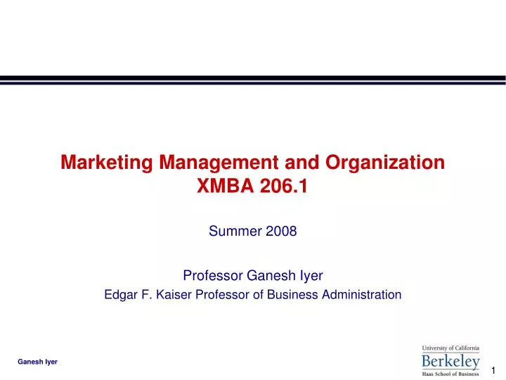 marketing management and organization xmba 206 1