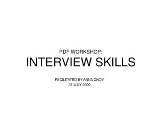 PDF WORKSHOP: INTERVIEW SKILLS