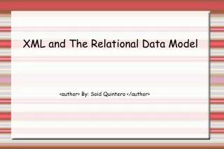 XML and The Relational Data Model