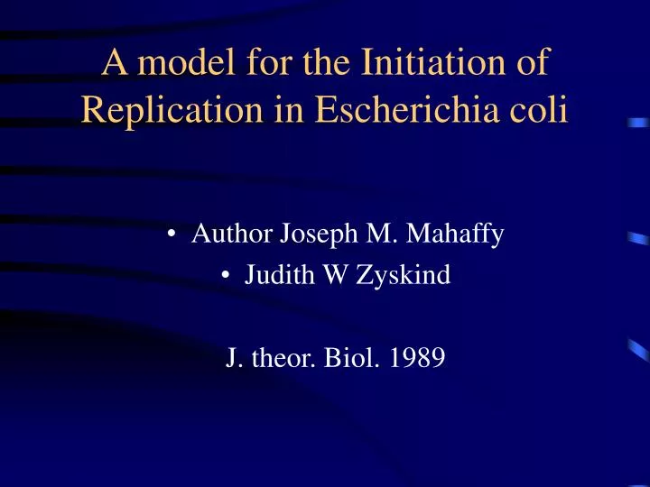 a model for the initiation of replication in escherichia coli